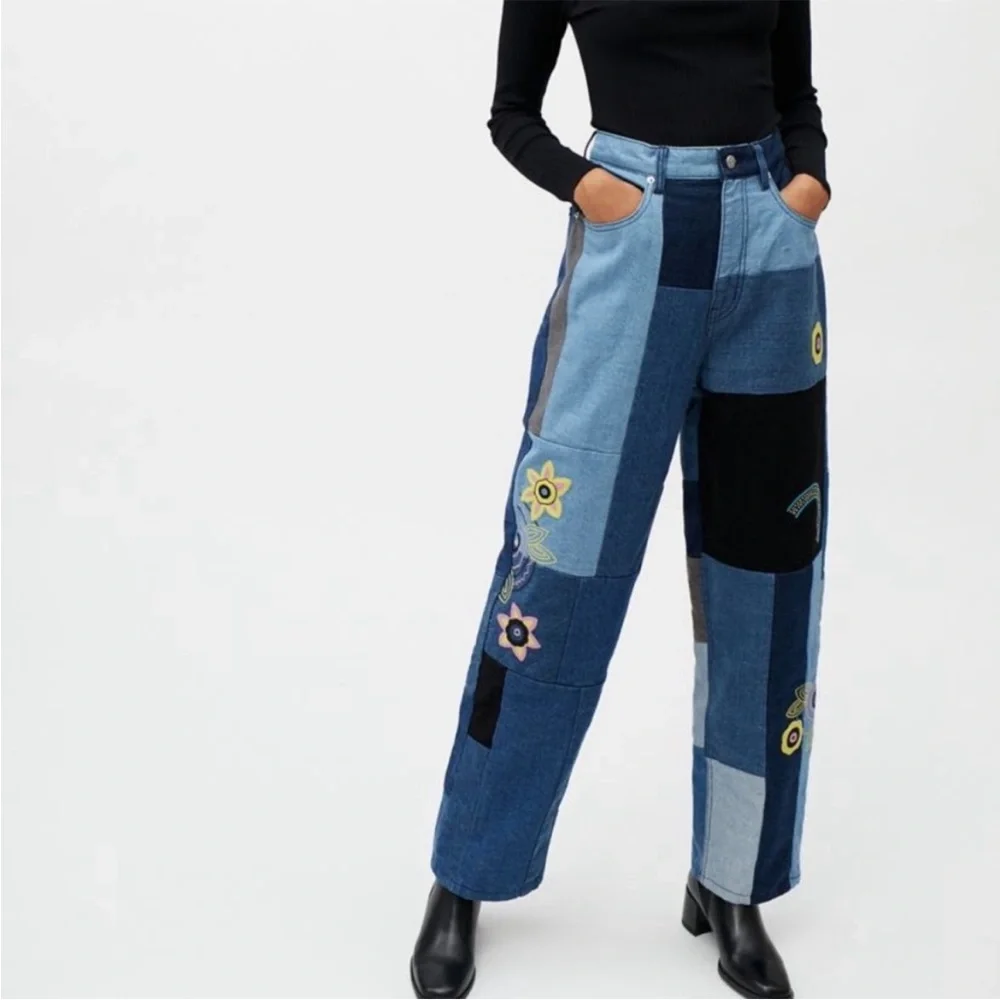 NWT UO BDG Patchwork High Rise Baggy Jeans Sz 25 - Picture 2 of 11